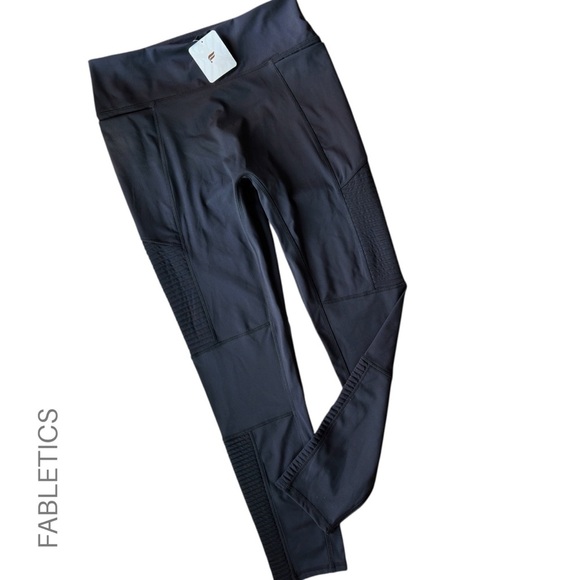 NWT | FABLETICS MOTION 365+ MOTO HIGH-WAISTED BLACK LEGGING | XL - Picture 1 of 11